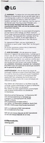 Vista 4 de LG LT1000P - Filtro de agua para refrigerador de repuesto de capacidad de 6 meses/200 galones (NSF42, NSF53 y NSF401) ADQ74793501, ADQ75795105
