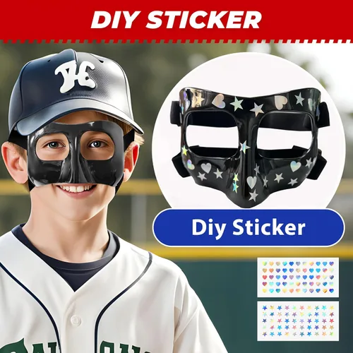 Vista 6 de WR01A Kids Nose Guard for Broken Nose Girls Boys Adjustable Basketball Soccer Sports Face Mask with Foam Padding and Stickers for Youth Teens