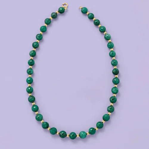 Vista 3 de Ross-Simons 210.00 ct. t.w. Emerald Bead Necklace in 14kt Yellow Gold