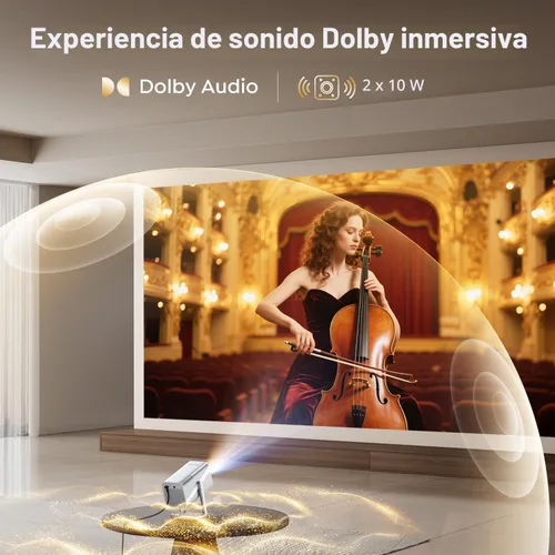 Vista 6 de Soporte 4K, enfoque automático, soporte ajustable de 360°: proyector inteligente 4K con WiFi 6 y Bluetooth5.2, mini proyector portátil nativo 1080P