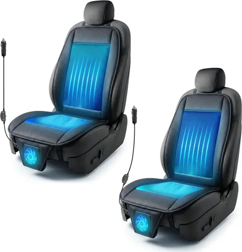 Vista 10 de ZONETECH Cojín de enfriamiento para asiento de auto 12V negro, temperatura ajustable, cómodo cubreasiento de auto