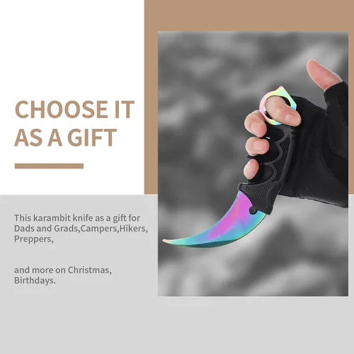 Vista 3 de Karambit - Cuchillo de entrenamiento de karambit sin ofensivo, de acero inoxidable, sin vanguardia, cuchillo de entrenamiento de práctica con funda