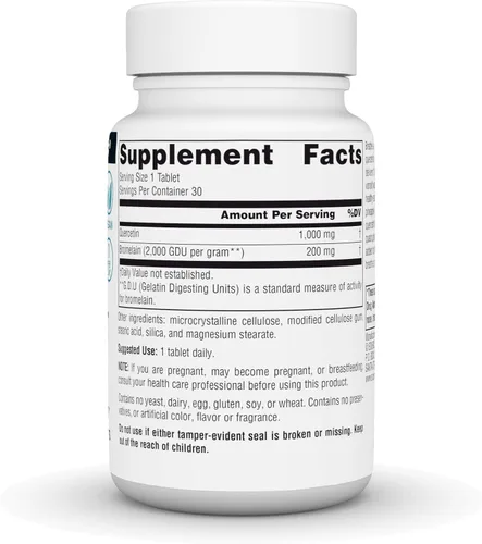 Vista 3 de Source Naturlas Quercetina 1000 con bromelina, apoyo respiratorio e inmunológico*, tabletas de 1000 mg, 30 unidades 1000 mg per Serving