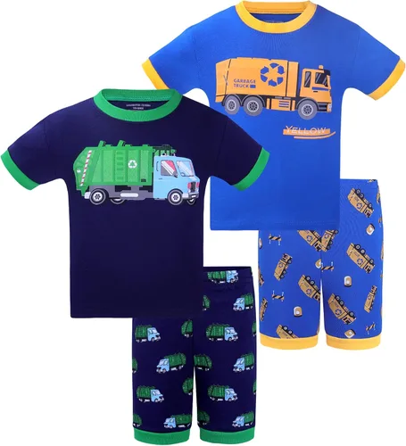 Vista 9 de DAUGHTER QUEEN - Pijama para niños de 4 piezas, conjunto corto 100 % algodón, talla 18 meses-12 años Soft, Breathable, Lightweight, Comfortable