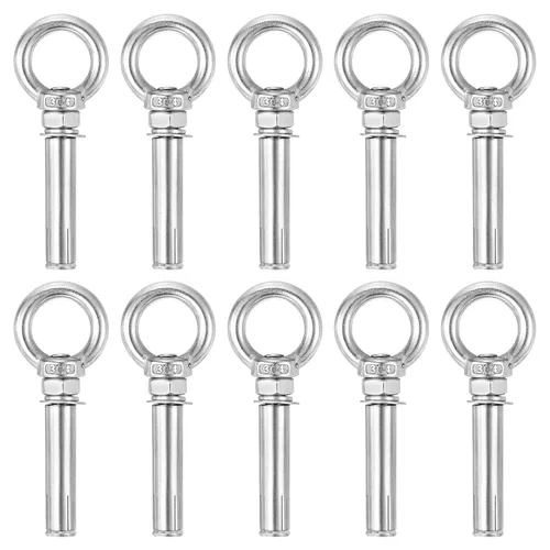 Vista 33 de uxcell Aro de elevación de la expansión, 8pcs M6x50mm 304 tornillo de expansión de acero inoxidable con anillo de ojo para pared de ladrillo