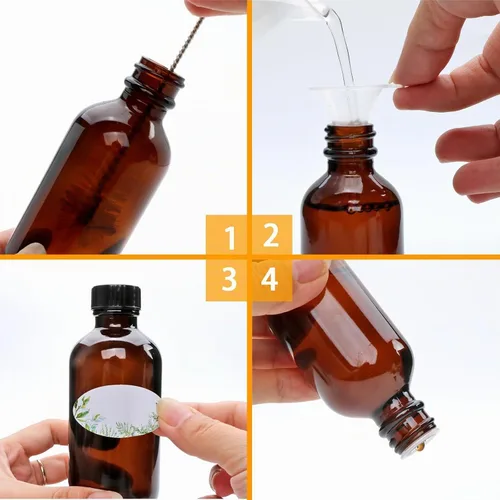 Vista 8 de Maredash Botellas de vidrio ámbar de 4 onzas, botellas de vidrio redondas