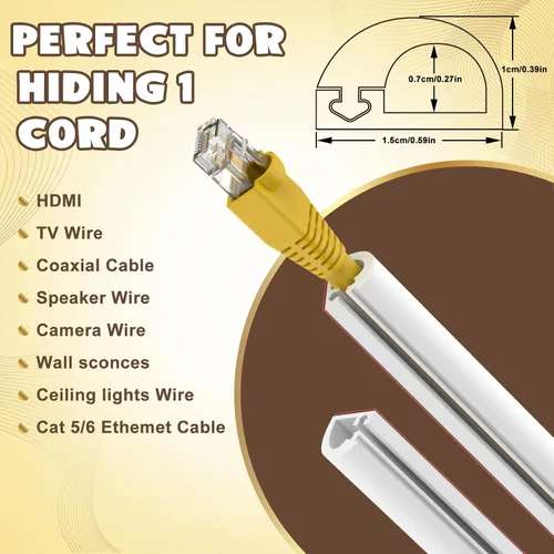 Vista 2 de UOMTFAI Cubierta de cable de pared de 39 pulgadas, cubierta de cable autoadhesivo para cables, cubierta de cable flexible para gestión de cables