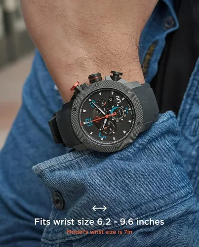 Vista 2 de LIV GX1 - Reloj clásico resistente con cronógrafo suizo de 1.77 pulgadas, 316L SS, 3D multicapa con fecha rápida, resistente a los arañazos