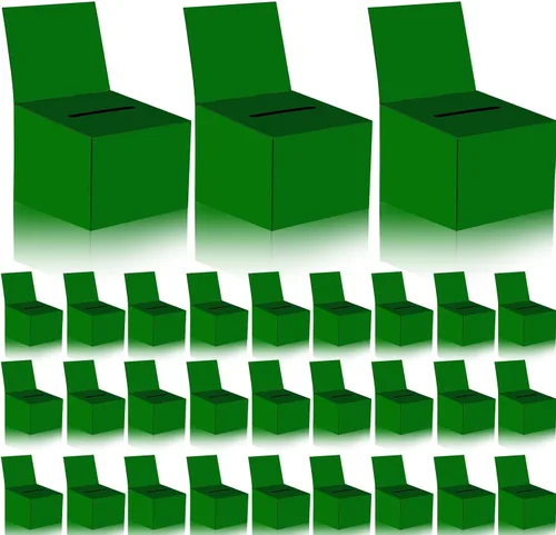 Vista 11 de Paquete de 30 cajas de sugerencias para rifas con ranura, cajas de cartón de 6.5 x 4.5 x 4.5 pulgadas con ranura para boletos y cabecera extraíble