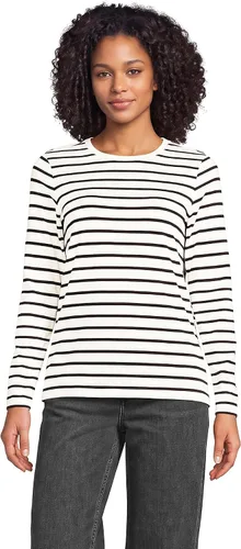 Vista 47 de Lands' End - Camiseta de manga larga, cuello redondo y holgada de algodón Supima cultivado en EE. UU. para mujer Blanco