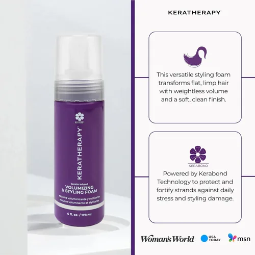 Vista 7 de KERATHERAPY Espuma nutritiva voluminizadora con infusión de queratina, 6 onzas líquidas, 6.0 fl oz, espuma para peinar el cabello con aceite