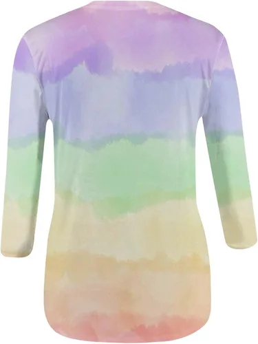 Vista 3 de SYlibes Blusas para mujer, con estampado de cuello redondo, blusa de manga larga, blusa de trabajo cómoda