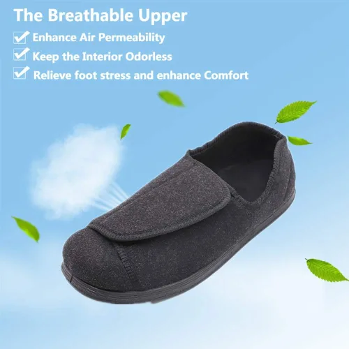 Vista 4 de Zapatillas de recuperación diabética extra anchas ajustables para hombre, artritis, edema, pies hinchados, calzado para interiores y exteriores