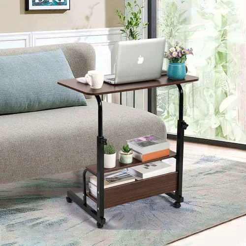 Vista 7 de Escritorio de oficina en casa, mesa ajustable para dormitorio, computadora portátil moderna para sala de estar, sofá, espacios pequeños portátiles