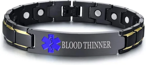 Vista 27 de XUANPAI Pulseras de alerta médica para hombres y mujeres con grabado gratuito ajustable de acero inoxidable para emergencias médicas