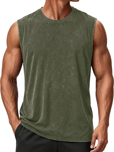 Vista 14 de Camisetas sin mangas para hombre, camisetas sin mangas de algodón de ajuste Negro