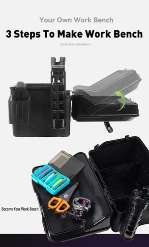 Vista 2 de KINGDOM Caja de almacenamiento de equipo de pesca anticaídas y resistente a la presión, capacidad de dos capas, hebilla independiente de 4.0 lbs