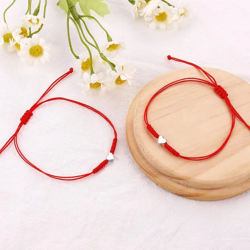 Vista 5 de Regalos para el día de la madre para mamá, hilo rojo, para madre e hija, juego de 2 pulseras de corazón a juego para mamá y yo, pulsera roja