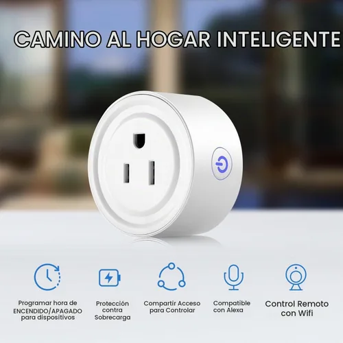 Vista 3 de Enchufe Inteligente con Wi-Fi habilitado, Mini enchufe Inteligente que funciona con Amazon Alexa, Google Home, Salida de control remoto con función