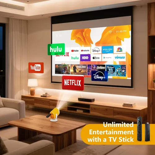 Vista 2 de Mini Proyector Portátil con WiFi y Bluetooth Proyector de Película Giratoria Proyectores LED Pico Electrónicos para Cine en Casa Compatible