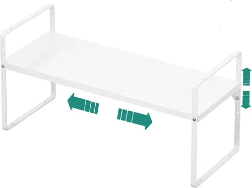 Vista 5 de SUZLON Estante organizador de gabinete expandible, estante apilable de almacenamiento para mostrador de cocina, estante de despensa de altura