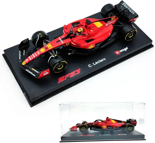Vista 18 de 1/43 F1 2023 SF23 16# Charles Leclerc Scuderia SF23 55# Carlos Sainz aleación coche fundido a presión modelo modelo regalo (1/43 SF23 Monza #16)