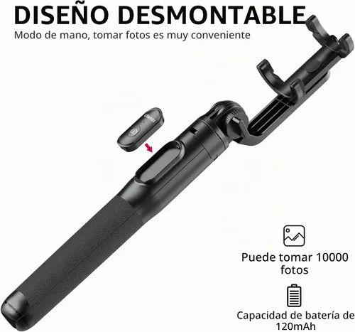 Vista 2 de ULANZI SK-03 Trípode selfie stick, trípode de 64" profesional y estable para teléfono inteligente/cámara de acción, soporte de teléfono extensible