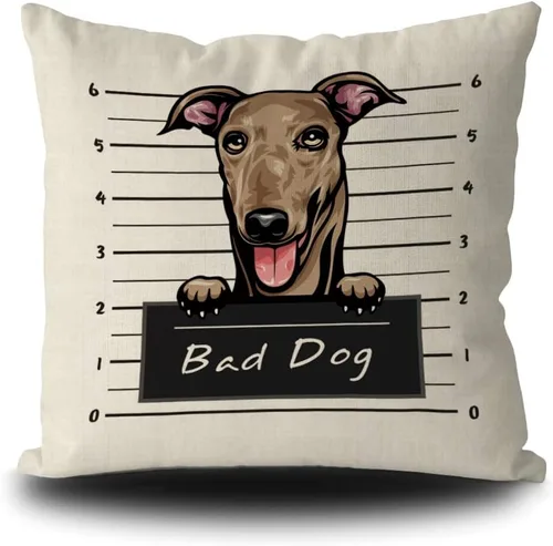 Vista 10 de Fundas de almohada de perro pastor alemán de 16 x 16 pulgadas, decoración de animales de perro malo, fundas de almohada de lino para sofá