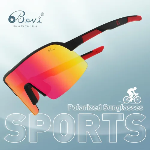 Vista 3 de Bevi Lentes de sol deportivos polarizados con marco TR90 duradero y flexible para hombres y mujeres, correr, conducir, ciclismo, etc
