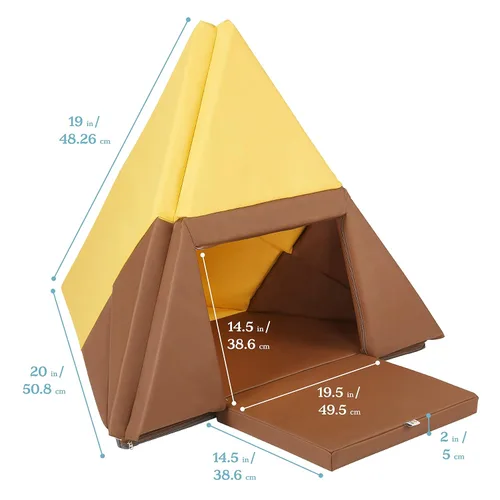 Vista 2 de ECR4Kids SoftZone - Tapete de juego para campamento, canoa y secadora, tapete de juego para niños, color chocolate/amarillo