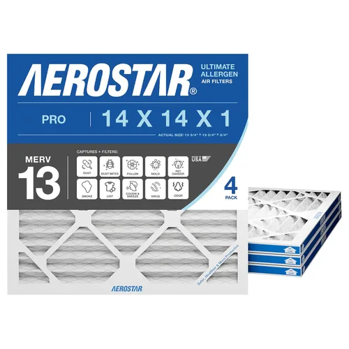 Vista 9 de Aerostar Filtro de aire MERV 8 de 14 x 14 x 1, 4 unidades, tamaño real (13.75 x 13.75 x 0.75), HVAC, aire acondicionado y filtro de horno que