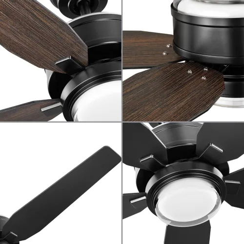 Vista 4 de Progress Lighting P250061-009-31M Byars Ventilador de techo LED de transición integrado de 5 aspas, negro mate con kit de luz y pantalla de ópalo