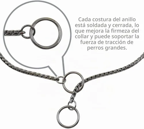 Vista 6 de Collar de Perro de Alta Resistencia, Collar de Perro Deslizante con Eslabones de Serpiente, Antióxido, 39.4cm-74.9cm, Negro/Oro/Plata/Oro Rosa