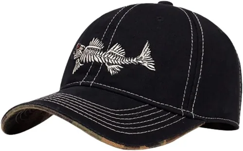 Vista 8 de WITHMOONS Sombrero de pesca de algodón bordado de hueso de pescado Trucker Dad Gorra de béisbol YZ10119