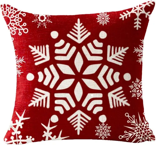 Vista 5 de Andreannie - Juego de 4 fundas de almohada decorativas con diseño de copo de nieve de Navidad, «Let It Snow», «Baby It's Cold Outside», ciervo rojo