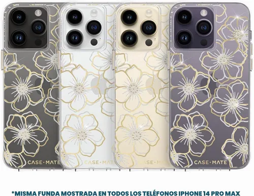 Vista 9 de Case-Mate Funda para iPhone 14 Pro Max, gemas florales, con protección contra caídas de 10 pies y carga inalámbrica, funda de diamantes de imitación