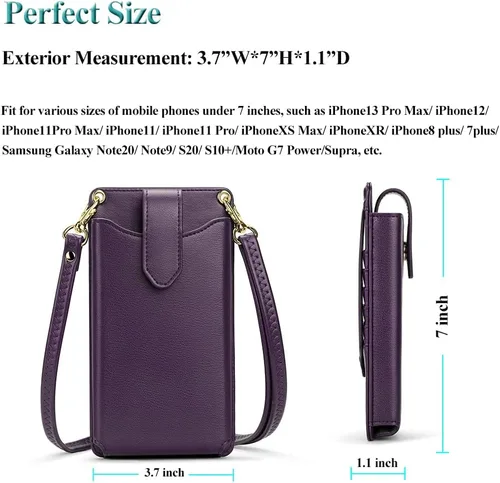 Vista 4 de Peacocktion - Bolso pequeño para teléfono celular, para mujeres, minibolso de hombro ligero para cruzarse por el cuello, con ranuras para tarjetas
