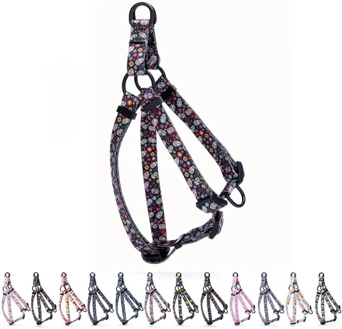 Vista 10 de Arnés para perro hembra, bonito patrón geométrico de triángulos geométricos, hebilla de liberación rápida, cuello halter ajustable para perros