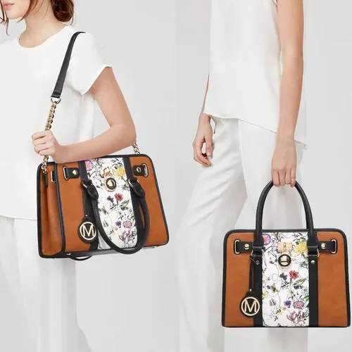Vista 2 de MKP - Bolso de mano para mujer, dos tonos, con asa superior, juego de 2 unidades, con cartera de muñeca a juego Two tone, Top Handle, Set 2pcs