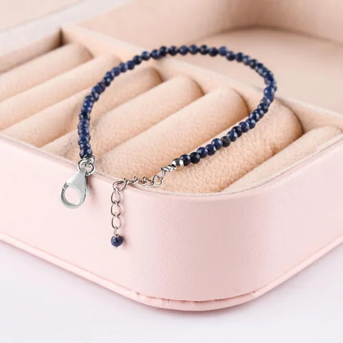 Vista 11 de InfinityGemsArt Natural Stone Beads Dainty Bracelet Jewelry for Women, Crystals and Gemstones Birthstone 925 Sterling Silver Chain 8 inch Gifts For