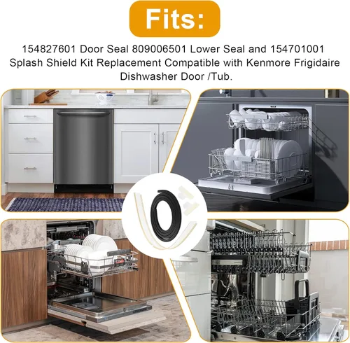 Vista 5 de 154827601 Kit de sello de puerta de lavavajillas para Frigidaire - Juego de repuesto incluye junta de puerta 154827601, sello inferior 809006501