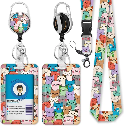 Vista 11 de Cordones negros para insignias de identificación, soporte retráctil para insignias de trabajo, cordón con soporte para tarjeta de crucero, llavero