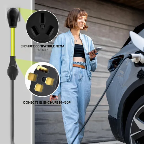 Vista 7 de Cable adaptador del cargador EV Campzlly, adaptador NEMA 10-50P a 14-50R, enchufe de 50A a 4 clavijas hembra, compatible con EV para carga de nivel