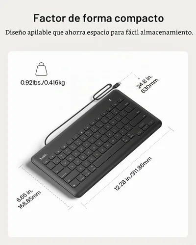 Vista 7 de Belkin Teclado con cable para Apple iPad con cable Lightning, funciona con Apple iPad, iPad Pro, iPad Mini, modelos iPad Air con puerto Lightning