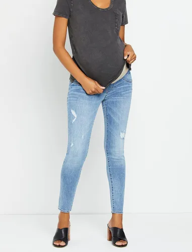 Vista 2 de Motherhood Maternity Women's Repreve Sustainable Over The Belly Skinny Denim Maternity Jeans Indigo Blue
