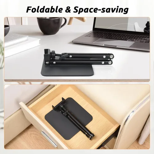 Vista 7 de UTEBIT Soporte para iPad para escritorio, giratorio de 360°, soporte de teléfono ajustable de 9.5 a 16.5 pulgadas de altura para escritorio, Negro