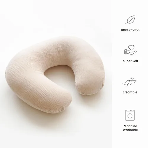 Vista 6 de MairMore Paquete de 2 Fundas de Almohada de Muselina para Lactancia, Transpirables 100% Algodón, Fundas Deslizables para Almohadas de Lactancia