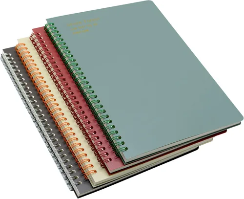 Vista 8 de Yansanido Cuaderno de espiral, 4 unidades de papel cuadriculado de plástico grueso A5, 4 colores, 80 hojas, 160 páginas para estudio y notas