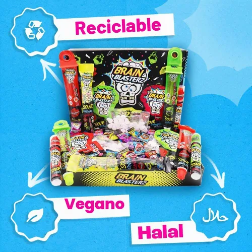 Vista 10 de Brain Blasterz Paquete variado de caramelos súper ácidos MEGA, caja de caramelos ácidos con 22 piezas, caramelos navideños, paquete variado