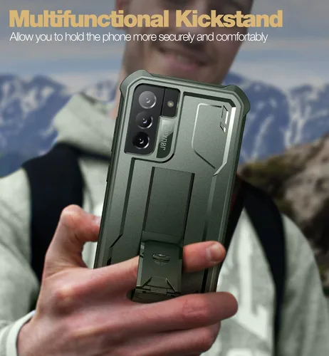 Vista 5 de Dexnor Funda para Samsung Galaxy S21 FE, [protector de pantalla y soporte integrados] Protección de grado militar resistente a prueba de golpes